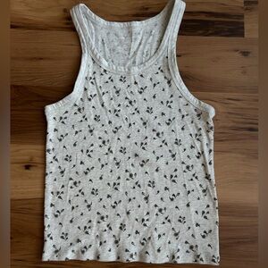 American Eagle Outfitters White Floral Tank Top